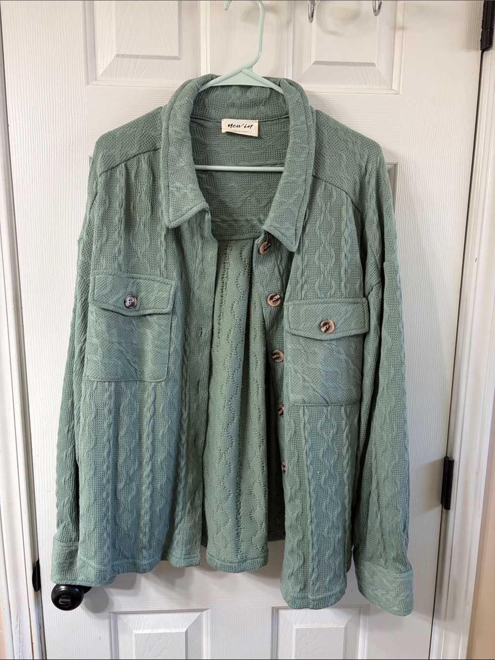 Textured Sage Green Utility Jacket with Front Pockets